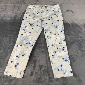 Khaki’s By Gap Floral Print Pants Womens 10 Slim City Mid Rise Crop Preppy Retro